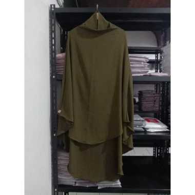 Ziyah.id - French Khimar NonPad Jumbo Daily Karet Kancing XL Army