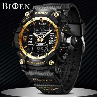 BIDEN Jam Tangan Pria Digital Anti Air Olahraga Santai Multifungsi Dial Tali Silikon Mode Jam Tangan