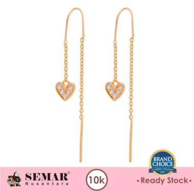 Anting Emas Slundup Ayana Batu Putih Love Gold 10K Semar Nusantara