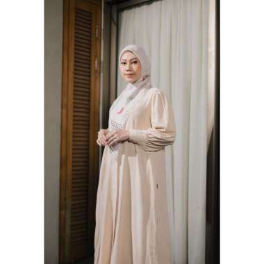 Elzatta Gamis Crinkle Pladita Terbaru Dress Polos L Nude