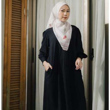 Elzatta Gamis Crinkle Pladita Terbaru Dress Polos S Hitam