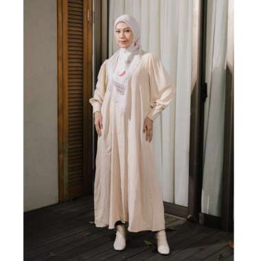 Elzatta Gamis Crinkle Pladita Terbaru Dress Polos XL Nude