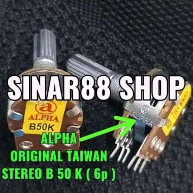 1 pcs POTENSIO STEREO B50K ALPHA ORIGINAL VARIABLE LINEAR LINIER POTENSIOMETER VOLUME