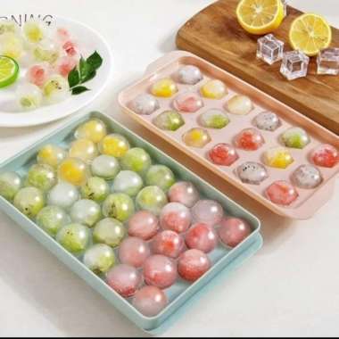 Cetakan es batu bulat 33 round ice cube tray puding coklat jelly dapur kecil