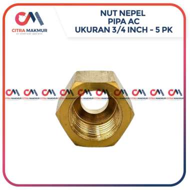 Nut Nepel Tebal 3/4 3/4" Inch Kuningan Pipa AC 4 5 PK Sambungan Pipa Tembaga