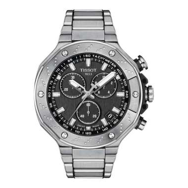 Jam Tangan Pria Tissot T-Race Chronograph 45mm T-Sport T141.417.11.051.01 Black Dial Stainless Steel