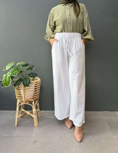 LEZAHRASIGNATURE Nude Kulot Soft Jeans - Celana Panjang Muslim Wanita Bawah Lebar XL PUTIH