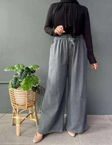 LEZAHRASIGNATURE Nude Kulot Soft Jeans - Celana Panjang Muslim Wanita Bawah Lebar XXL ABUTUA
