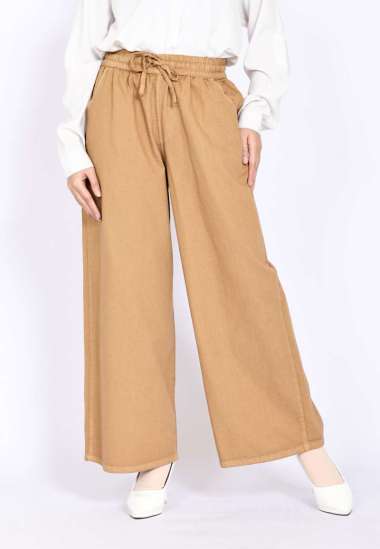 LEZAHRASIGNATURE Nude Kulot Soft Jeans - Celana Panjang Muslim Wanita Bawah Lebar XXL COKLAT
