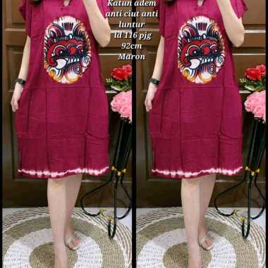 D0118 Daster Bali Barong Tali Katun Wanita Jumbo/Daster Bali Barong Tali Katun Wanita XL/Baju Tidur 