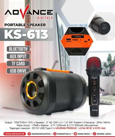 Speaker Portable Bluetooth Advance KS613 FREE 1 Mic Wireless Bubble Wrap