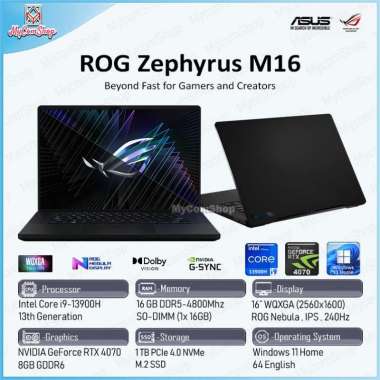 ASUS ROG ZEPHYRUS M16 GU604 i9-13900H 16GB RAM 1TB SSD RTX 4070 8GB 16" WQXGA IPS