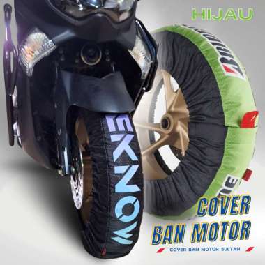 Cover Ban Motor HIJAU HITAM – Sarung Penutup Ban – Pelindung Ban– Bungkus Ban – Selimut Ban Motor Un