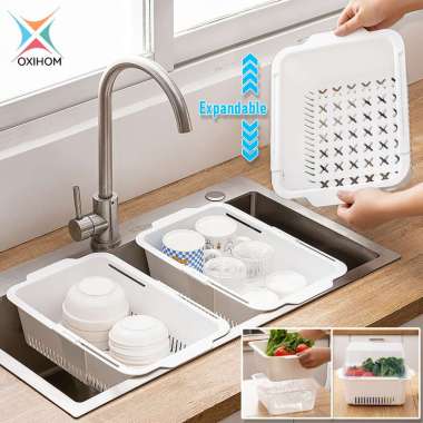 Oxihom Rak Piring Wastafel Rak Piring Plastik Tempat Piring Pengering Piring Dengan Tutup