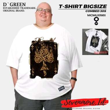 D`GREEN Kaos Jumbo Original Pria Wanita Motif AS CARD Size XXL 3XL bahan Cotton combed 30s Putih XXL