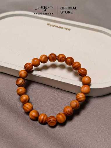 Nyamannya - Gelang Kayu Pinus Motif Garis Imperial Pine Wood 18CM