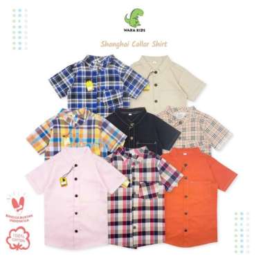 Wakakids Atasan Kemeja Anak Laki Laki dan Perempuan Shanghai Collar Shirt Usia 1 Tahun Hingga 4 Tahu