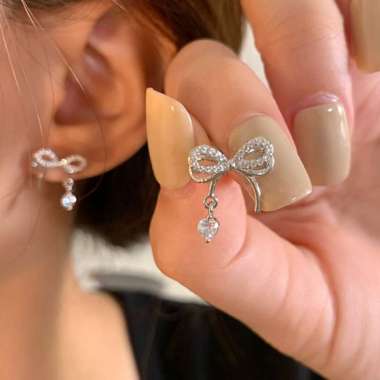 anting pita berlian diamond bow sparkling earrings jan343