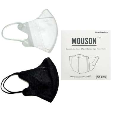 [50PCS] MASKER DUCKBILL MOUSON/ALKINDO PREMIUM 4PLY DISPOSABLE/MASKER DUCKBILL HITAM PUTIH DB MOUSON