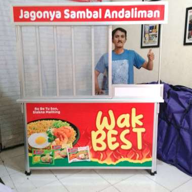 Booth portable Meja Lipat Warmindo Kekinian Ukuran 1,5 Meter Bahan Aluminium Polos