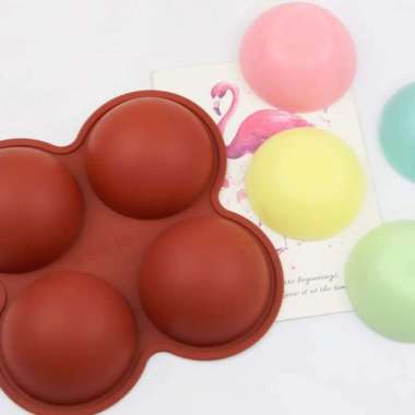 Silicone Mould 4 Hole Half Round Cake Mold - Cetakan Setengah Lingkaran 4 Lubang