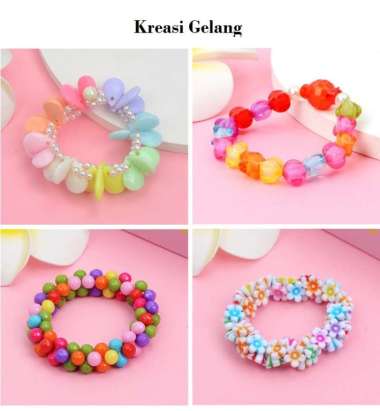 Mainan DIY Meronce Manik Manik Cincin Gelang Kalung Bando Dengan Kotak 1 Set Premium Motif Mutiara