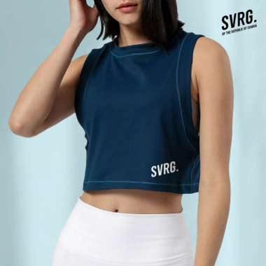 Svarga Moove Crop - Baju Olahraga Wanita - Crop Tank Top XS Navy Blue
