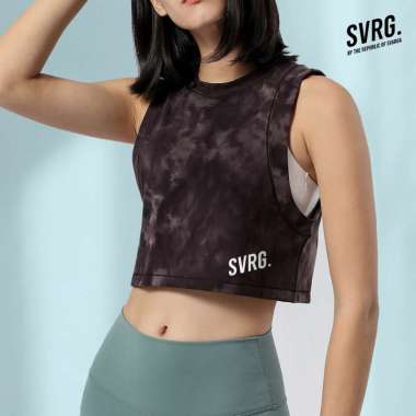 Svarga Moove Crop - Baju Olahraga Wanita - Crop Tank Top XS Black Tie Dye