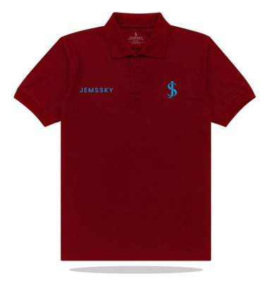 Jemssky Kaos Polo Shirt Pria Kerah text Jemssky kanan JS kiri Sky Blue Sablon Print Quality Unisex K