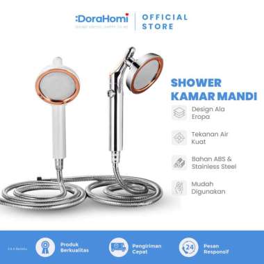 DORAHOMI - Shower Kamar Mandi Satu Set Lengkap Selang Air Panas Dingin Shower Silver