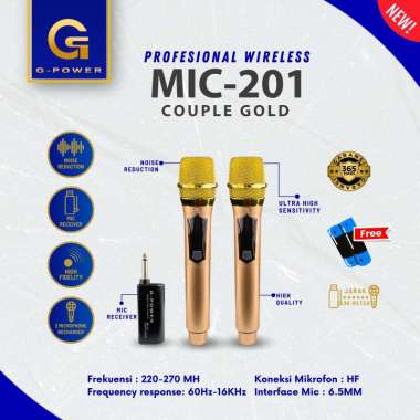 G-POWER Mic Wireless 201 Couple Gold Microphone Wireless Mic Tanpa Kabel Mic Wireless Garansi Resmi