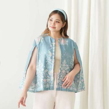 C2W XXL Blazer Outer Batik Wanita All Size Satin Women's Clothes Elegant BIG SIZE 651-CBP Blue