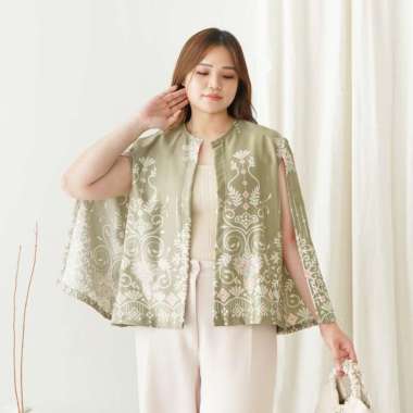C2W XXL Blazer Outer Batik Wanita All Size Satin Women's Clothes Elegant BIG SIZE 651-CBP Green