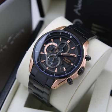 JAM TANGAN PRIA ALEXANDRE CHRISTIE AC 6662 AC6662 BLACK ORIGINAL MURAH - BLACK ROSEGOLD BLACK ROSEGO