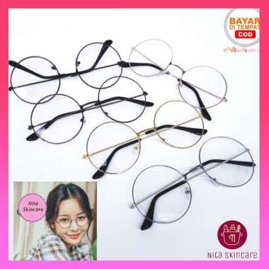 Kacamata Bulat Fashion Wanita Pria Style Korea Bingkai Bulat GRAY