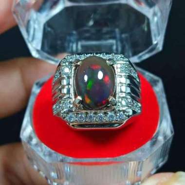 Cincin Batu Black Opal Kalimaya High Quality 8