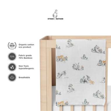 Ethan+Nathan Muslin Swaddle Blanket NEW PATTERN RABBIT RAMBLE