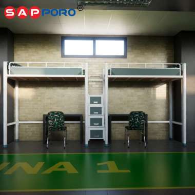SAPPORO DUNKEN - Asrama Double Bed Set | Loft Bed Double Set Double Loft Bed