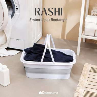 Dekoruma RASHI Ember Lipat Rectangle 12L dengan Handle - White