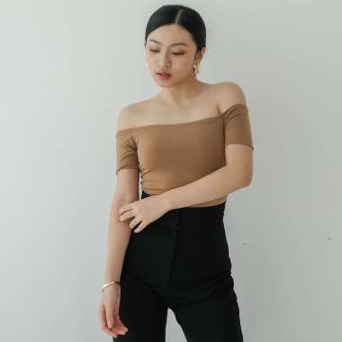 KAYSER JAEWON Top atasan wanita bodycon korea L COKELAT