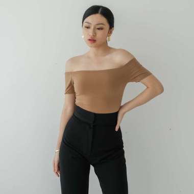 KAYSER JAEWON Top atasan wanita bodycon korea S COKELAT