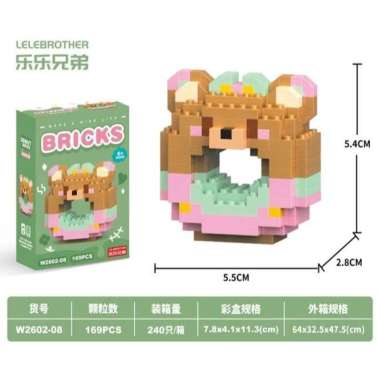 Bricks Donat / DIY Susun Balok Blok Mini Kartun / Bricks Donat Disney / Mainan Balok Nano Block Kart
