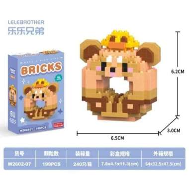 Bricks Donat / DIY Susun Balok Blok Mini Kartun / Bricks Donat Disney / Mainan Balok Nano Block Kart