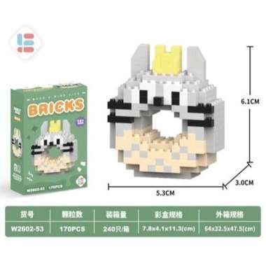 Bricks Donat / DIY Susun Balok Blok Mini Kartun / Bricks Donat Disney / Mainan Balok Nano Block Kart