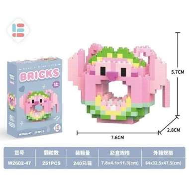 Bricks Donat / DIY Susun Balok Blok Mini Kartun / Bricks Donat Disney / Mainan Balok Nano Block Kart