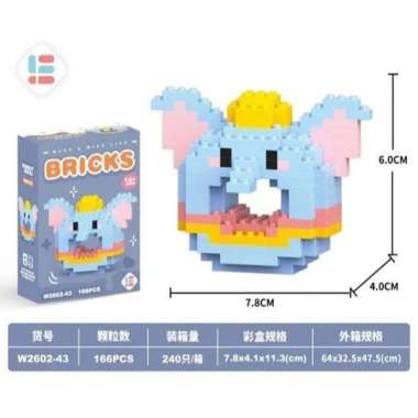 Bricks Donat / DIY Susun Balok Blok Mini Kartun / Bricks Donat Disney / Mainan Balok Nano Block Kart