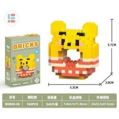 Bricks Donat / DIY Susun Balok Blok Mini Kartun / Bricks Donat Disney / Mainan Balok Nano Block Kart