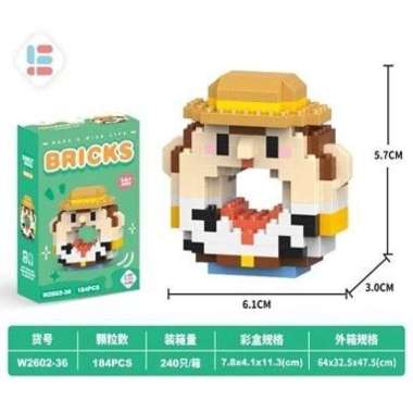 Bricks Donat / DIY Susun Balok Blok Mini Kartun / Bricks Donat Disney / Mainan Balok Nano Block Kart