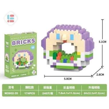 Bricks Donat / DIY Susun Balok Blok Mini Kartun / Bricks Donat Disney / Mainan Balok Nano Block Kart