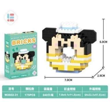 Bricks Donat / DIY Susun Balok Blok Mini Kartun / Bricks Donat Disney / Mainan Balok Nano Block Kart